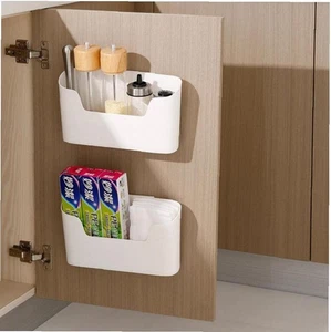 2Pieces Kitchen Cabinet Door Storage Box, Self-Adhesive Wall Mounted Storage Box - Picture 1 of 12