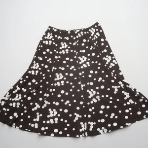 A Line Midi Skirt Size 16 Brown Polka Dot Stretchy Non Wrinkle Travel Pull On - Picture 1 of 6