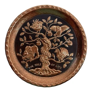 Der Baum des Lebens handgefertigter Kupfer & Messing Wandteller vom Künstler David Miro Israel - Bild 1 von 3