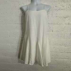 A New Day Damen Kleid M creme kurz Sommerkleid Träger Rücken gefüttert Leinen Viskose - Bild 1 von 6