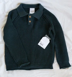 NWT Little Co Lauren Conrad Kid's Sweater Polo Size 6 Bluish Green Color - Picture 1 of 6