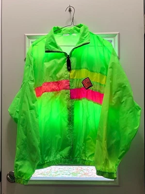 Vtg  OP Ocean Pacific Opac Neon Colorblock Windbreaker Jacket 80s 90s Men’s Med - Image 1 of 4