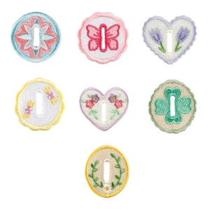 7 Pcs Button Embroidered Patches Iron On Patches Heart-Shaped Sew on Patches - Picture 1 of 8