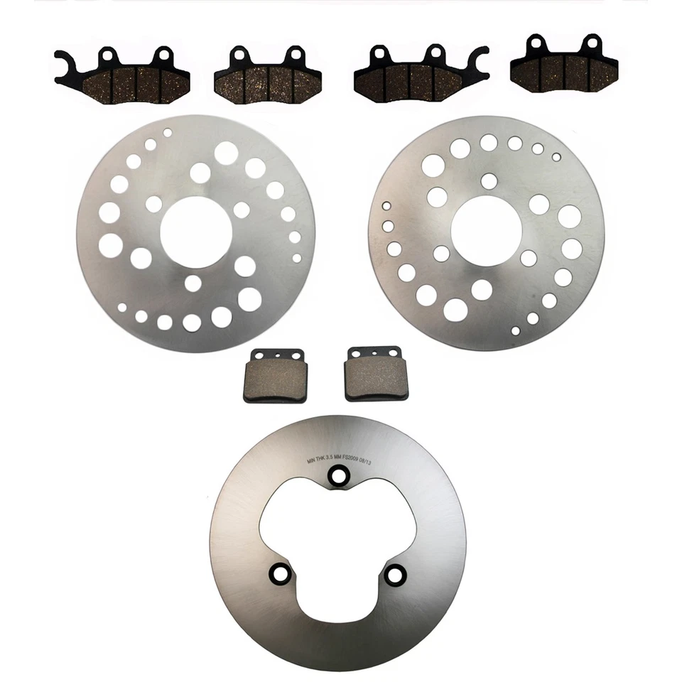Rotores de freno de disco delanteros y traseros y pastillas semimetálicas para Suzuki LT-R450 Quadracer Foto 1 de 1