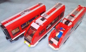 LEGO City Passenger Train 7938 Red 3 Cars Assembled