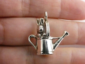 Sterling Silber Hase in Gießkanne Anhänger Charm Hase Gartenarbeit 7,3 g 1 Zoll - Bild 1 von 14