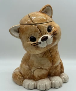 Treasure Craft Vintage Braun Patchwork Katze Keksdose Hergestellt in den USA - Bild 1 von 12