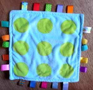 EUC Bright Stars "Taggies" Lovie/Lovey Blue/Green Security Blanket 11x11 - Picture 1 of 3