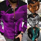Classic Baroque Print Shirt for Men with Muscle Fitness Design and Casual Style