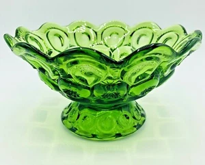 Vintage LE Smith Moon And Stars Green Footed Bowl Candy Nut Dish - Picture 1 of 7