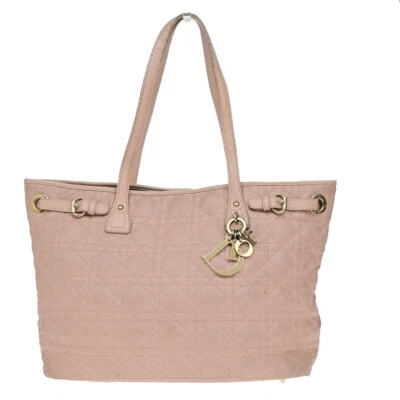 Bolso de Hombro CHRISTIAN DIOR Panarea Cannage Recubrimiento Lona Cuero Rosa 88YH016 Foto 1 de 4