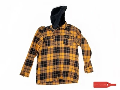 CAMISA DE FRANELA CON CAPUCHA OVERSIZE MANGA LARGA H&M XS S M NARANJA NEGRA  Foto 1 de 4