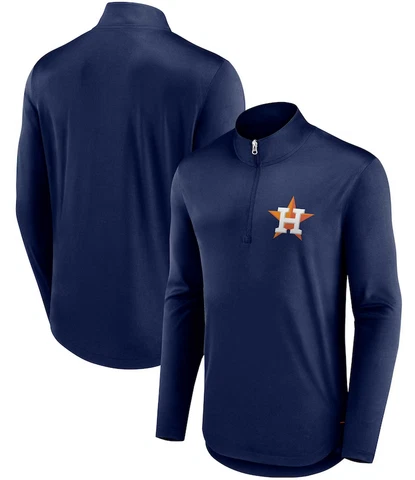 Houston Astros Fanatics Navy Blue 1/4 Zip Tough Minded Pullover Jacket Cover