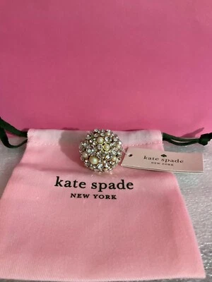 Nuevo con etiquetas Anillo de cóctel Kate Spade New York Pick a Pearl chapado en oro cristal talla 6 Foto 1 de 4