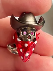Deakin & Francis Skull Outlaw Sterling Silver 925 Enamel Ruby Cufflinks Unworn - Picture 1 of 8