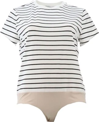 Body Isaac Mizrahi Manga Corta Estampado Tejido Negro Rayas L Nuevo sin Etiquetas (166) Foto 1 de 4