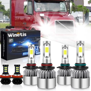 6X 6000K LED Headlight + Fog Bulbs For Volvo VNL VNM 630 670 730 780 2004-2015 - Picture 1 of 8