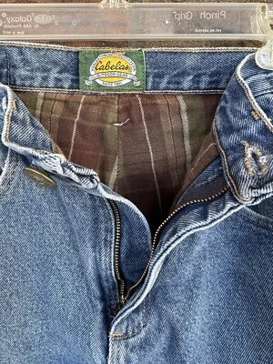Cabela's Jeans Flannel Lined 30/32 Relaxed Fit Blue Denim Work Pants 100% Cotton - Image 1 of 4