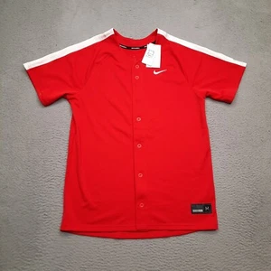 Nike Baseball Team Engineered Button Up Jersey Men Medium Red Shirt Blank DX9147 - Picture 1 of 8