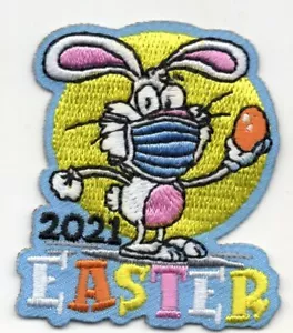 EASTER 2021 Iron On Patch Holiday Bunny Religious Face Mask - Picture 1 of 1