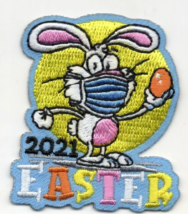 EASTER 2021 Iron On Patch Holiday Bunny Religious Face Mask  - Image 1 of 1