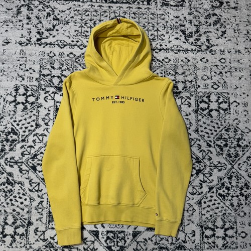 GUCCI Felpa con cappuccio vintage Tommy Hilfiger unisex giallo limone cotone taglia S Y2K anni 90 casual R