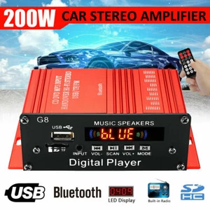 200W 12V Car HIFI Audio Stereo Power Amplifier bluetooth FM Radio USB TF AUX 2CH - Picture 1 of 6