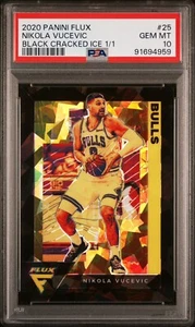 2020-21 Panini Flux Nikola Vucevic Black Cracked Ice Prizm 1/1 #25 PSA 10 Bulls - Picture 1 of 2