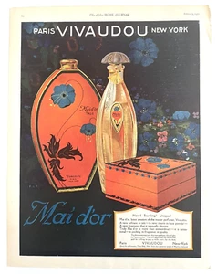 Anuncio de arte cosmético vintage 1921 VIVAUDOU Maid'or Talco en polvo París Fred L. Packer - Imagen 1 de 2