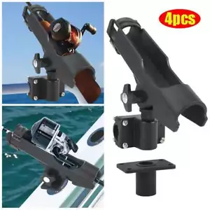 4pcs Boat Fishing Pole Rod Holder Rack Side Rail Mount 360° Adjustable for Kayak - Picture 1 of 10