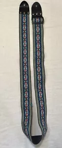 Vintage Blue And Red Guitar Strap - Picture 1 of 10