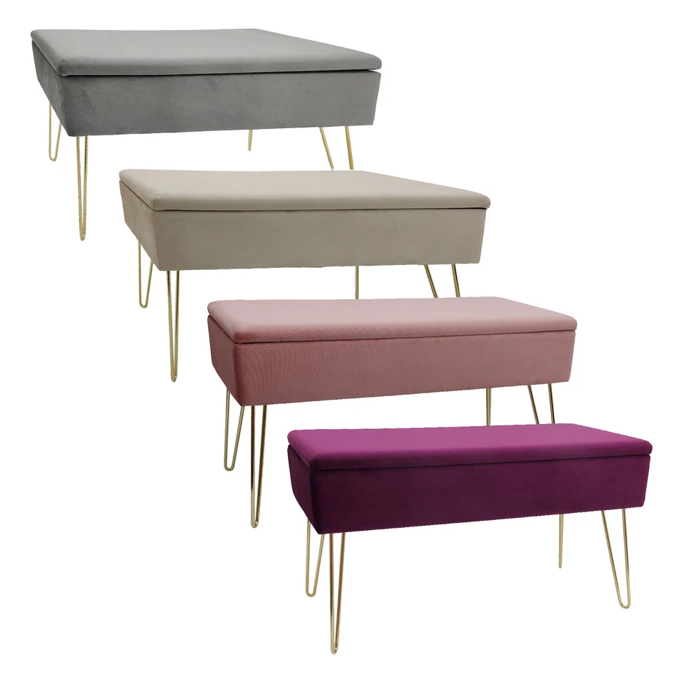 Echtwerk Sitzbank-/Truhe Scarlett mit Samtbezug Aufbewahrungsbox B-WARE - Bild 1 von 1