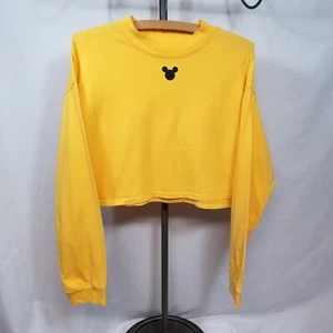 Disney Yellow Juniors Lg Cropped Turtleneck Long Sleeve T-Shirt - Picture 1 of 7
