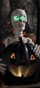 Member's Mark 18.5" Pre-Lit Pumpkin With Skeleton Moving LCD Eyes Halloween Prop - Picture 1 of 7