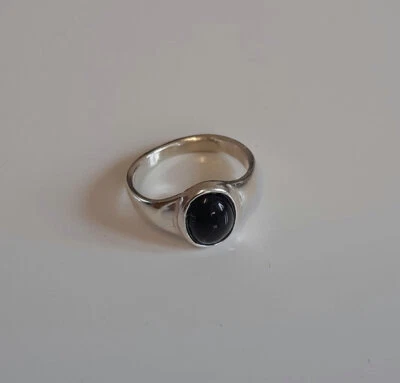 Brand New 925 Sterling Silver and Black Onyx Small Signet Ring Sizes J - R - Image 1 of 4