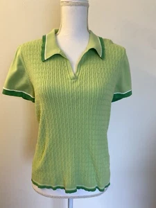 Vintage Tommy Hilfiger Preppy Green Retro Golf Tennis Cable Knit Sweater Top XL - Picture 1 of 8