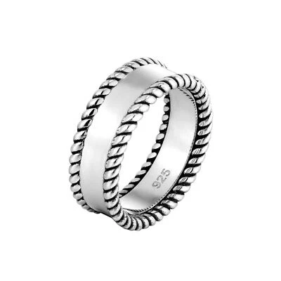 Gent's Sterling Silver Double Rope Ring - Image 1 of 3