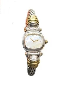 David Yurman Vintage 18k Gold Sterling MOP Rare Stick Dial Diamond Bangle Watch - Picture 1 of 19