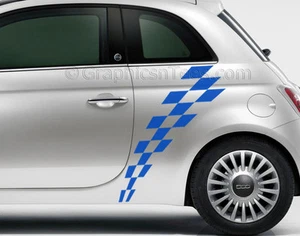 Fiat 500 Car Sticker Checker Flag Chequered Custom Side Stripe Graphic Decal - Picture 1 of 12