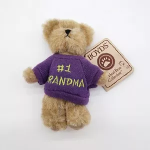 Boyds Bears Mini #1 Oma Pullover Bear Thinkin' of Ya Serie 4"" Nachricht Plüschtier - Bild 1 von 3
