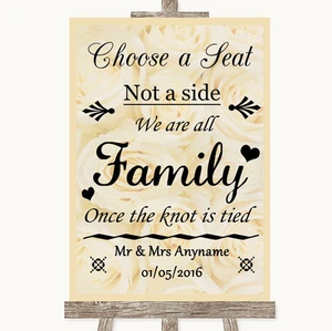 Letrero de boda personalizado rosa crema elige un asiento todos somos familia - Imagen 1 de 8