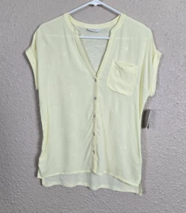 Lucky Brand Womens Yellow Woven Transparent T-Shirt Size XS New With Tags #1V578 - Picture 1 of 11