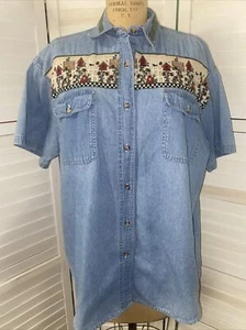 Vintage North Crest Women's Blue Denim Shirt Jacket Country Garden Sz 18 - Picture 1 of 9