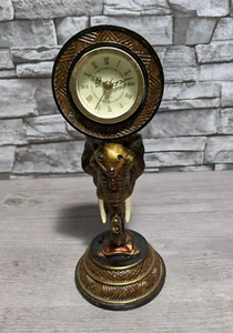 10" Elephant Bust Table Desk Mantel Clock Figurine Statue Decor - Picture 1 of 8