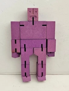 CUBEBOT Wooden Puzzle Articulating Toy by David Weeks Studio Purple Transformer - Picture 1 of 3