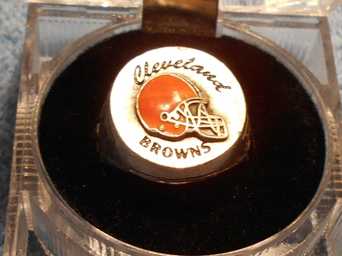 RINGS CLEVELAND BROWNS  RING PEWTER HAND PAINTED, TEAM LOGO -SIZE 14 NEW Cover