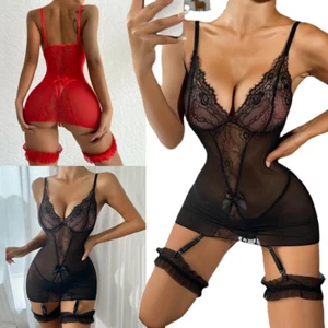 Ladies Sexy Body Stocking Lingerie Underwear Fishnet Babydoll For Pleasante Life - Picture 1 of 14