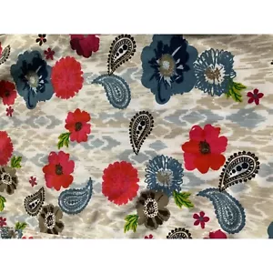 UA Scrubs Top Red Floral with Blue Brown Paisley Print Size LG - Picture 1 of 8