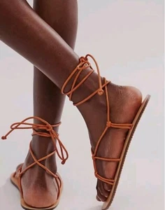 Free People So Strappy Women's Sandals Sunset Orange, Size 8 MSRP $98 - Picture 1 of 4