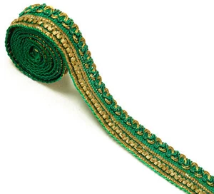 Sushila Vintage 3 Yard Sari Border Craft Trim Sewing Ribbon Lace Edge Green - Picture 1 of 5